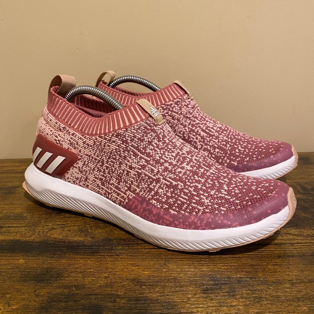 Adidas Cloudfoam Pure Pink Marled Knit Slip On Running Shoes B96354 Womens 7 - Picture 3 of 8